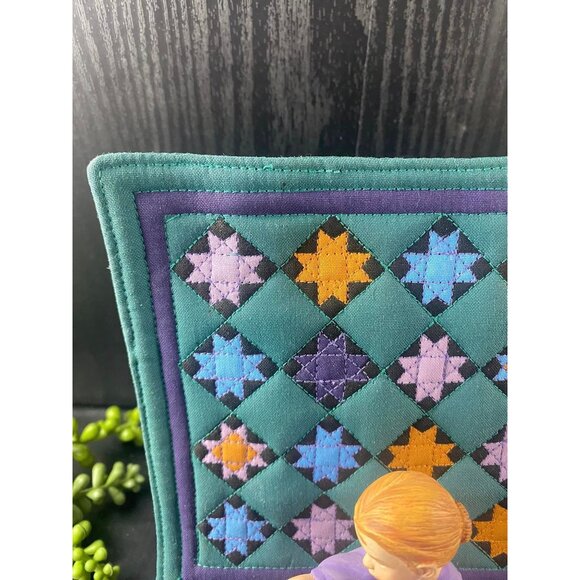 The Amish Heritage CAROLINE Girl with Baby Cradle and Amish Quilt Figurine - Picture 2 of 7